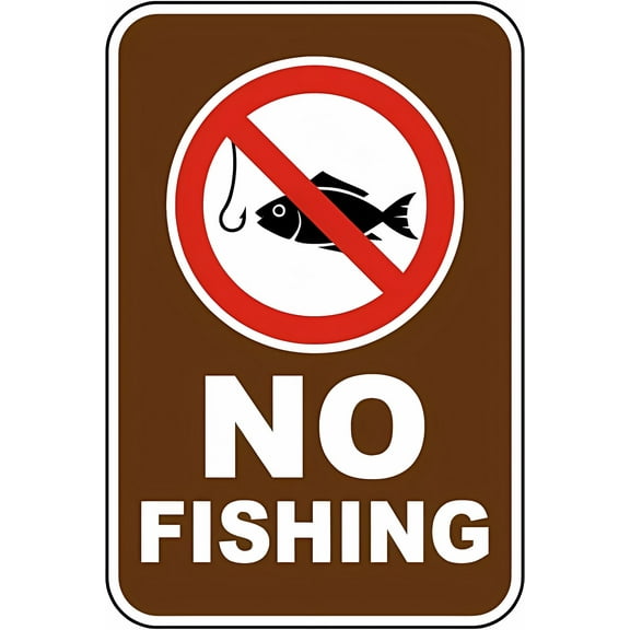 Warning Sign - No Fishing - 8"x12" Aluminum Rust-Proof Sign, Fishing Ban Decor for Homes Coffee Bars Lakes Rivers Water Areas