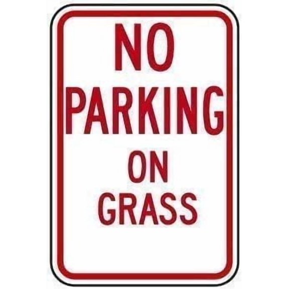 Warning Sign No Parking On Grass Sign Business Sign 12X8 Inches Aluminum Metal Tin Sign