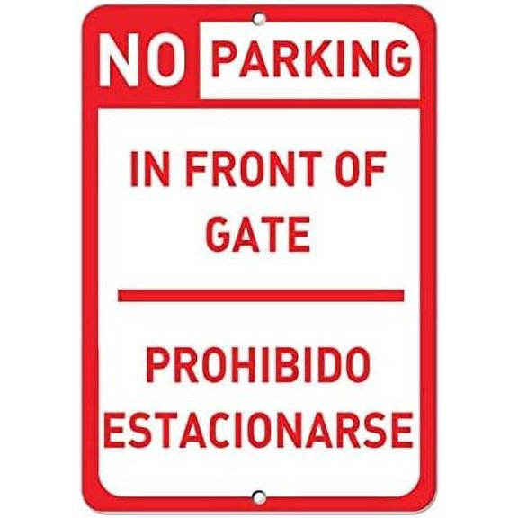 Warning Sign No Parking in Front of Gate Prohibido Estacionarse Sign Business Sign 12X8 Inches Aluminum Metal Tin Sign