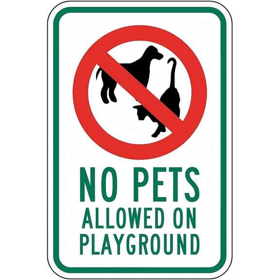 Warning Sign - No Pets Allowed On Playground - 8"x12" Aluminum Rust-Proof Reflective Sign, Pet Restriction Decor for Playgrounds Recreational Zones