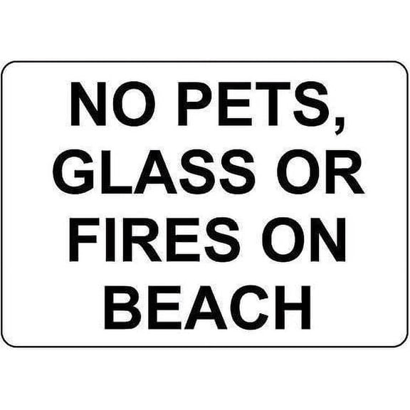 Warning Sign No Pets Glass Or Fires On Beach Sign Business Sign 12X8 Inches Metal Tin Sign