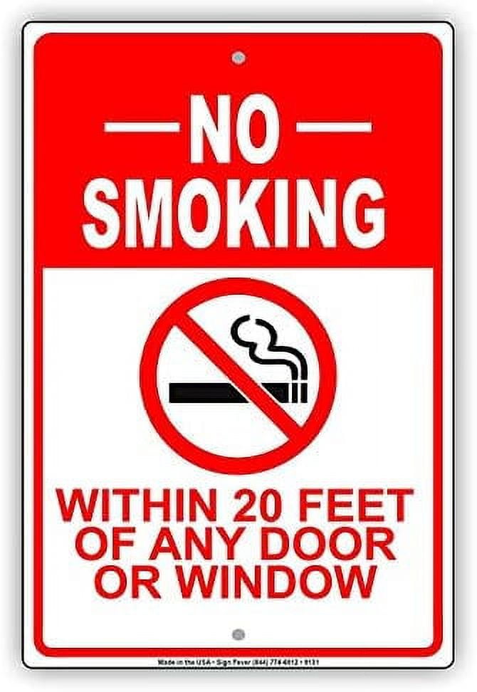 Sigo Signs 'No Smoking Within 20 Feet' Sign - 12"x18", 55 Mil HDPE, Durable Outdoor/Indoor Sign With Pre-Drilled Holes