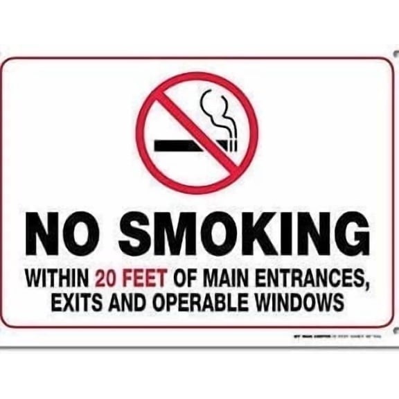 Warning Sign No Smoking Within 20 Feet of Main Entrances, Exits and Operable Windows Sign Business Sign 12X8 Inches Aluminum Metal Tin Sign