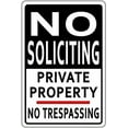 thumbnail image 1 of Warning Sign No Soliciting Private Property No Trespaasing Rustic Retro Shabby Chic Metal Tin Sign Garage Vintage Garden House Wall Decor 12X8 Inch, 1 of 4