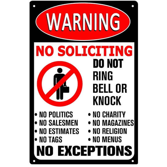 Warning Sign No Soliciting Sign Interesting Warning Sign Metal Metal Outdoor Sign Size: 8 x 12 inch