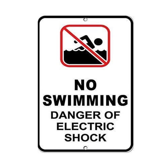 Warning Sign No Swimming Danger of Electric Shock Hazard Sign Road Sign Business Metal Sign (Aluminum) Size: 8 x 12 inch