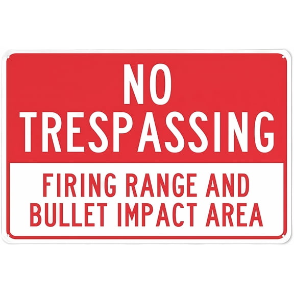 Warning Sign No Trespassing Firing Range and Bullet Impact Area - 8"x12" Aluminum Rust-Proof Security Sign for Shooting Ranges, Impact Zones