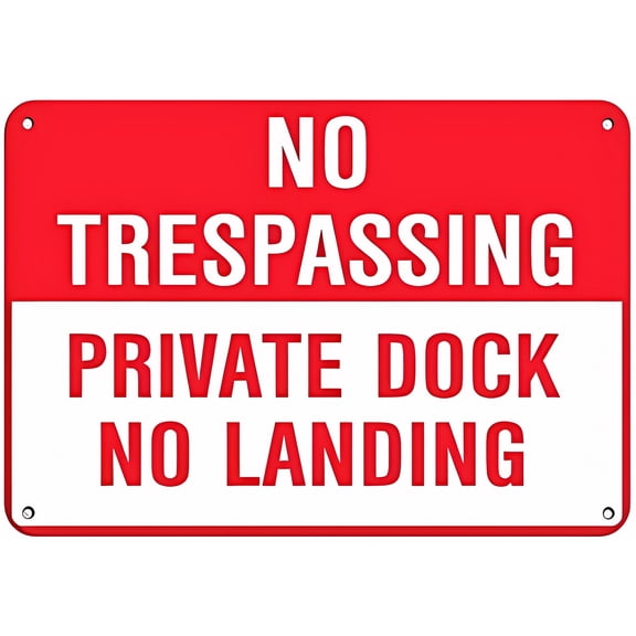 Warning Sign No Trespassing Private Dock No Landing Park - 8"x12" Aluminum Metal Tin Business Sign