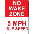 thumbnail image 1 of Warning Sign No Wake Zone 5 Mph Idle Speed Sign Business Sign 12X8 Inches Aluminum Metal Tin Sign, 1 of 4
