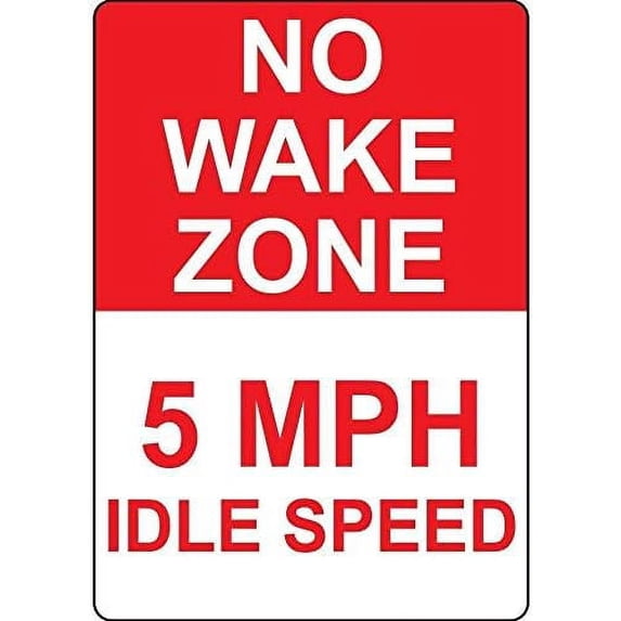 Warning Sign No Wake Zone 5 Mph Idle Speed Sign Business Sign 12X8 Inches Aluminum Metal Tin Sign