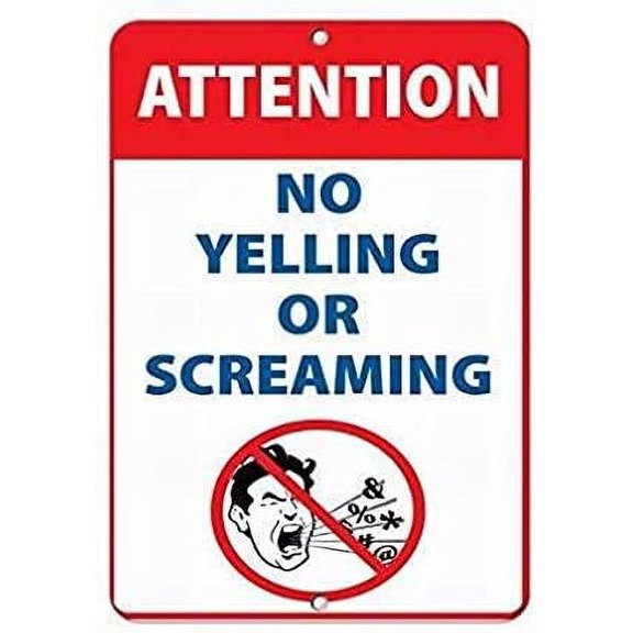 Warning Sign Notice Sign Wall Tin Decor 8x12 Attention No Yelling Screaming Activity Sign Pool Signs