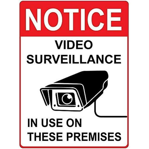 Warning Sign Notice Video Surveillance in Use On These Premises Sign Business Sign 12X8 Inches Metal Tin Sign