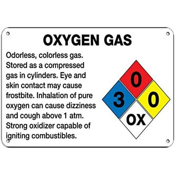 Warning Sign Oxygen Gas Eye and Skin Contact May Cause Frostbite Sign Business Sign 12X8 Inches Metal Tin Sign