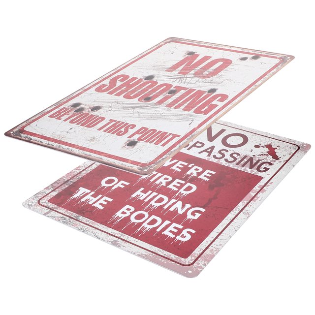 Warning Sign Painting 2 Pcs No Trespassing Garden Ornament Emblems