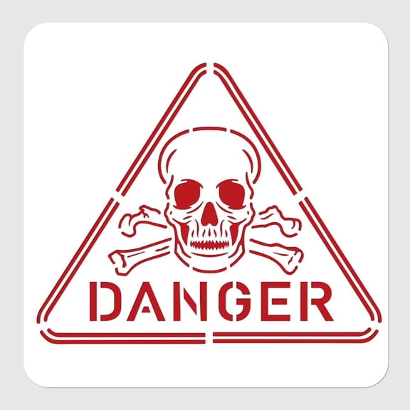 Warning Sign Painting Stencil 11.8x11.8inch Danger Words Painting Stencils Hollow Out Art and Craft Stencils Reusable Templates for Street Road Wall Lake Board Drawing DIY