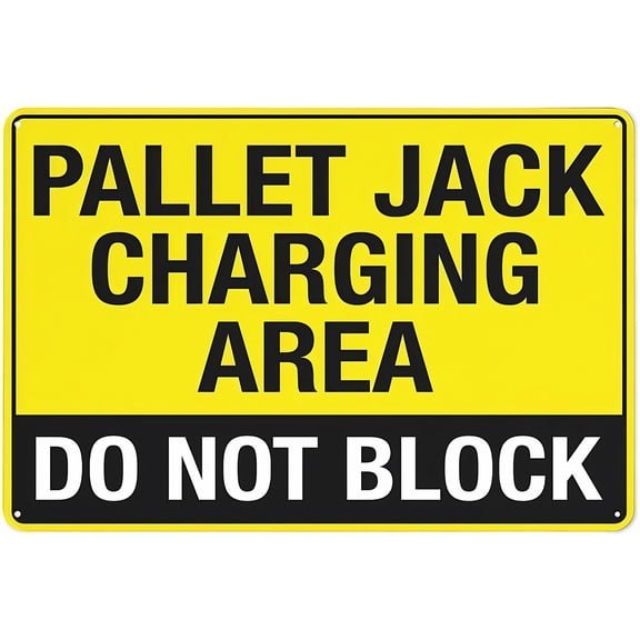 Warning Sign Pallet Jack Charging Area Do Not Block - 8"x12" Aluminum Metal Tin Sign for Warehouse Security Restriction Zones