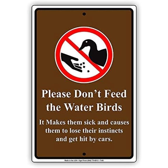 Warning Sign Please Don't Feed The Water Birds It Makes Them Sick Notice Plate Sign Business Sign 12X8 Inches Metal Tin Sign