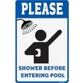 thumbnail image 1 of Warning Sign,Pool Rules Sign,Please Shower Before Entering Pool - Metal Swimming Pool Signs Pool Safety Sign 8"X12" Metal Aluminum Sign, 1 of 5