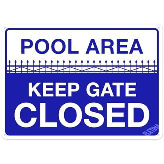 Warning Sign,Pool Rules Sign,Pool Area Keep Gate Closed Sign Pool Safety Sign 8""X12"" Metal Sign