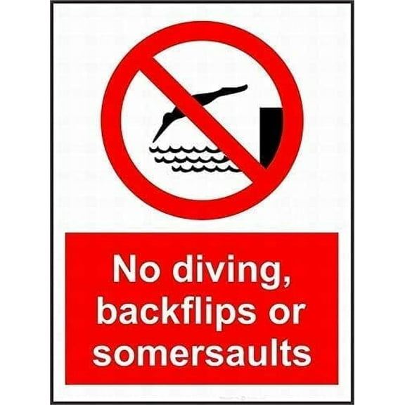 Warning Sign,Pool Rules Sign,Pool Safety Sign No Diving Backflips Or Somersaults Swimming Pool Safety Sign 8"X12" Metal Sign