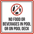 thumbnail image 1 of Warning Sign,Pool Rules Sign,Pool Safety Sign No Food Or Beverages in Pool Or On Pool Deck Hot Tub Spa Warning Sign 12"X12" Metal Aluminum Sign, 1 of 5