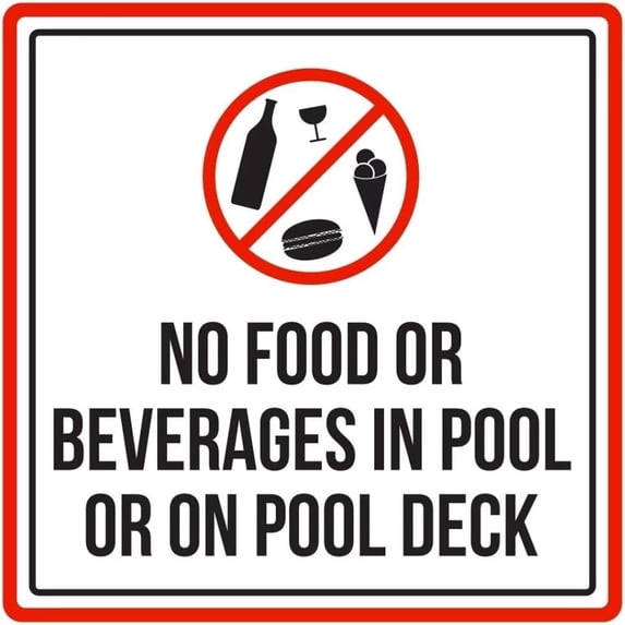 Warning Sign,Pool Rules Sign,Pool Safety Sign No Food Or Beverages in Pool Or On Pool Deck Hot Tub Spa Warning Sign 12"X12" Metal Aluminum Sign