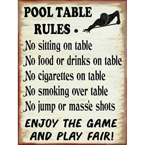 Warning Sign,Pool Rules Sign,Pool Safety Sign Pool Table Rules Billards Canvas Liquor Bar Pool Man Cave Metal Sign8"X12" Metal Aluminum Sign
