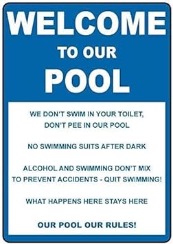 Warning Sign,Pool Rules Sign,Pool Safety Sign Welcome Pool Don't Swim ...