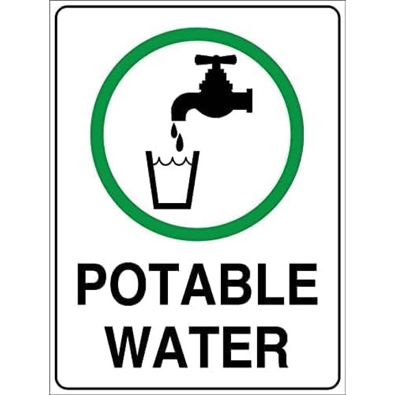 Warning Sign - Potable Water, Aluminum Rust-Proof Sign for Water Zones, Indoor Outdoor Use, 12x8 inch