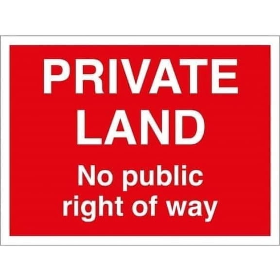 Warning Sign - Private Land No Public Right of Way, Aluminum Rust-Proof Security Sign for Private Farms, Rural Properties, Restricted Lands, 12X8inch