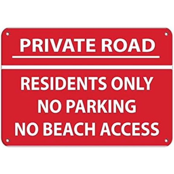 Warning Sign Private Residents Only No Parking No Beach Access Sign Business Sign 12X8 Inches Metal Tin Sign