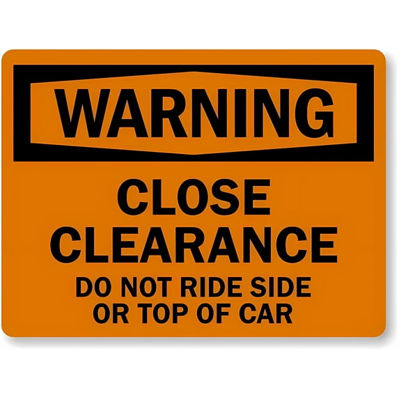 Warning Sign - Railroad Close Clearance Do Not Ride, 8