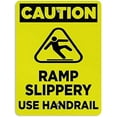 thumbnail image 1 of Warning Sign Ramp Slippery Use Handrail Hazard Sign Business Sign 12X8 Inches Aluminum Metal Tin Sign, 1 of 4
