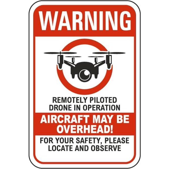 Warning Sign Remotely Piloted Drone in Operation Aluminum Metal Tin Sign Vintage Wall Decor for Home Business Property Control Area Office Street Man Cave Indoor Outdoor Decorative Wall Art 8x12 Inch