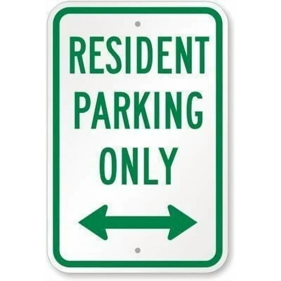 Warning Sign Resident Parking Only (with Bidirectional Arrow) Sign Business Sign 12X16 Inches Aluminum Metal Tin Sign