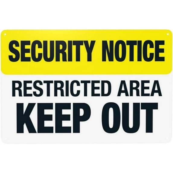 Warning Sign Retro Aluminum Sign Metal Tin Sign, Restricted Area Visitors Must Be Escorted Sign Authorized Personnel Only Signs, Vintage Style Property Signs Wall Decor Art 12 X 8 Inches