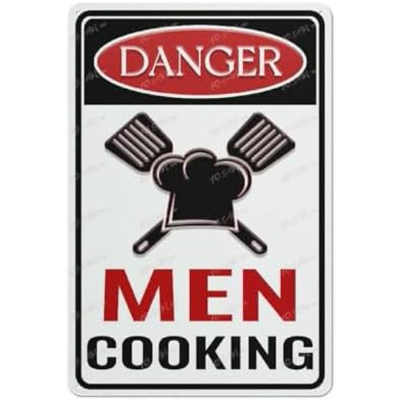 Warning Sign Retro Tin Sign Danger Men Cooking Kitchen Wall Or Door Sign Wall Art Decor,Home Decor/Lover Gifts/Wall Decor/Guest Wall Decor Art Sign 8 X 12 Inches