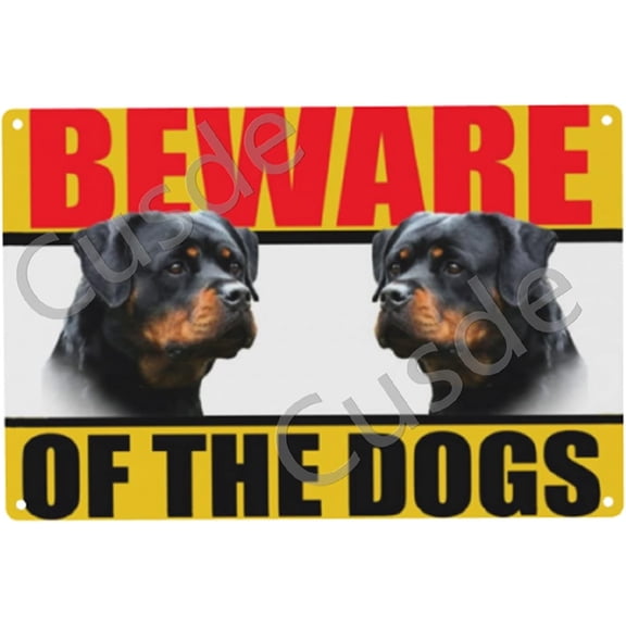 Warning Sign Rottweiler Beware of The Dogs Metal Tin Sign Security Warning Guard Dog Sign Vintage Wall Art Farmhouse Home House Yard Plaques 8x12 Inch