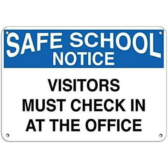 Warning Sign Safe School Notice Visitors Must Check in at The Office Sign Business Sign 12X8 Inches Metal Tin Sign