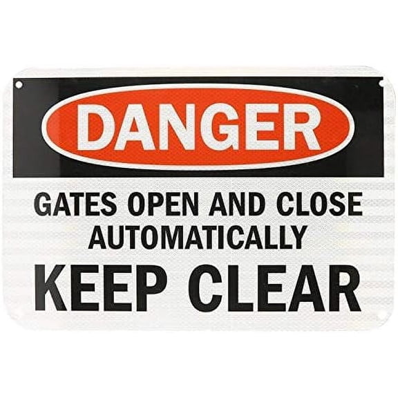 Warning Sign Safety Sign, Danger: Gates Open and Close Automatically, Black/Red on White Sign Business Sign 12X8 Inches Metal Tin Sign