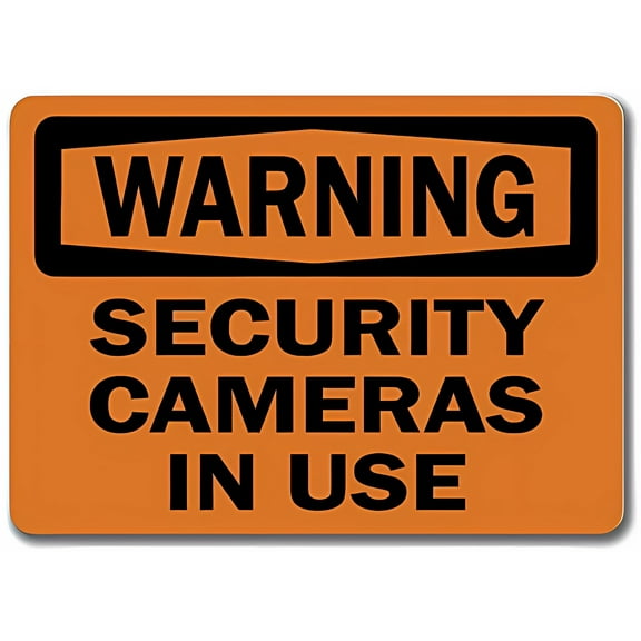 Warning Sign Security Cameras In Use - 8"x12" Durable Tin Wall Decor for Home, Garage, Yard, Workplace Safety