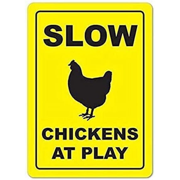 Warning Sign Slow Chickens at Play Warning Sign Business Sign 12X8 Inches Aluminum Metal Tin Sign