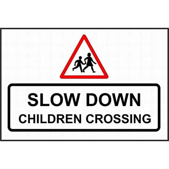 Warning Sign Slow Down Children Crossing Sign Business Sign 12X8 Inches ...