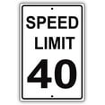 thumbnail image 1 of Warning Sign Speed Limit 40 MPH Miles Per Hour Black Letters Zone Slow Down Speeding Sign Business Sign 12X8 Inches Aluminum Metal Tin Sign, 1 of 4