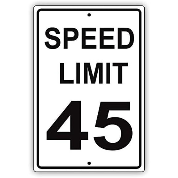 Warning Sign Speed Limit 45 MPH Miles Per Hour Black Letters Zone Slow Down Speeding Sign Business Sign 12X8 Inches Aluminum Metal Tin Sign