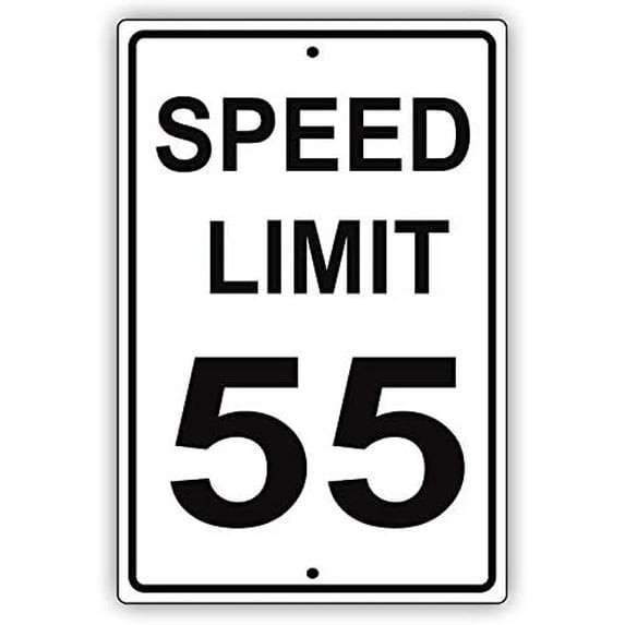 Warning Sign Speed Limit 55 MPH Miles Per Hour Black Letters Zone Slow Down Speeding Restriction Sign Business Sign 12X8 Inches Metal Tin Sign