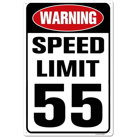 Warning Sign, Speed Limit 55 MPH Sign, 8x12 Inch, Rustproof Aluminum Sign