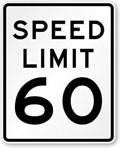 Warning Sign Speed Limit 60 Sign Business Sign 12X8 Inches Aluminum ...