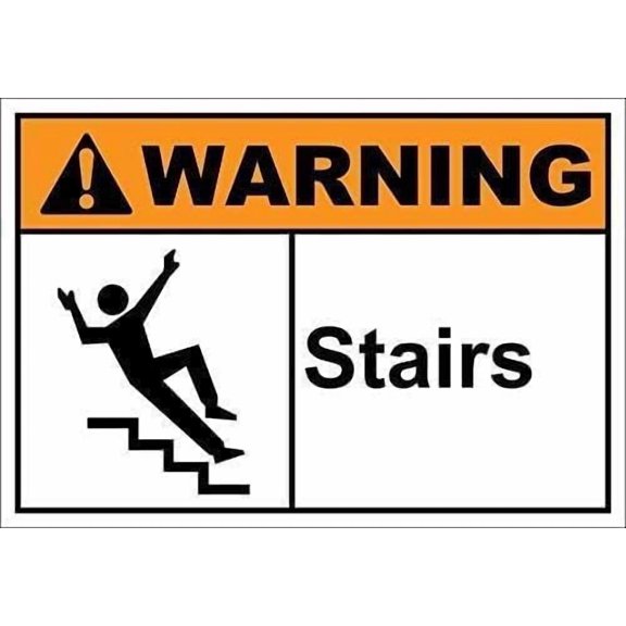 Warning Sign Stairs Metal Tin Sign 8x12 Inch Business Caution Plaque Signage Marker for Commercial Building Office Public Space Home Staircase Outdoor Indoor Wall Decor Display