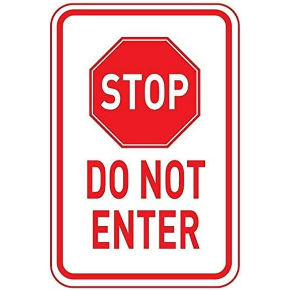 Warning Sign Stop Do Not Enter Sign Business Sign 12X8 Inches Aluminum Metal Tin Sign